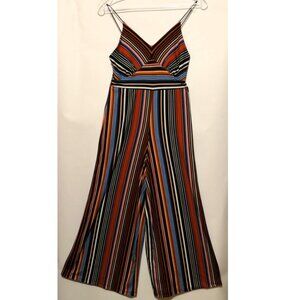 Striped Jump Suit Romper Multi Colored Wide Legs Cool Summer Rue 21 Size M
